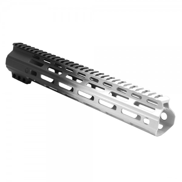 CERAKOTE GRADIENT| AR-15 ANGLE CUT CLAMP ON M-LOK 12 INCH HANDGUARD- BLACK BASE- GRADIENT- BRIGHT WHITE -MADE IN U.S.A